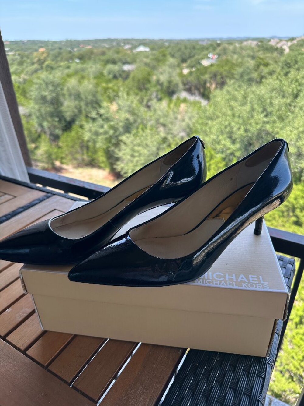 Michael Kors Black Patent Kitten Pump Heel